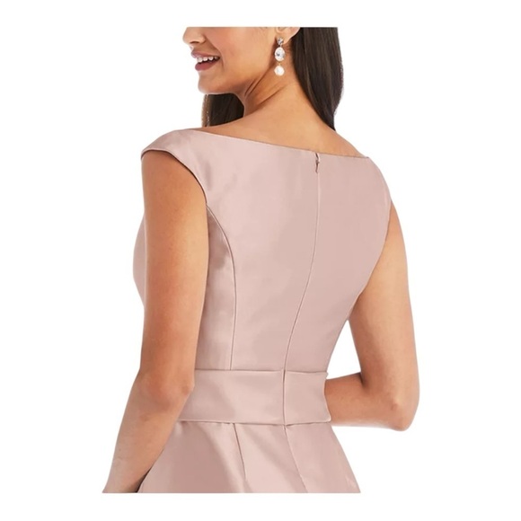 Alfred Sung Off the Shoulder Satin Gown in Toasted Sugar NWT - Picture 7 of 9